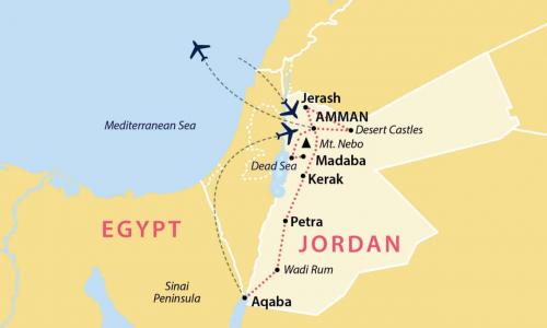 Карта Иордании с курортами на красном море